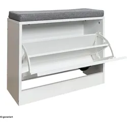 HTI-Living, Schuhschrank, Schuhschrank Thekla 1 Klappe 60 cm Weiss mit Sitzkissen (60 x 24 x 48 cm)
