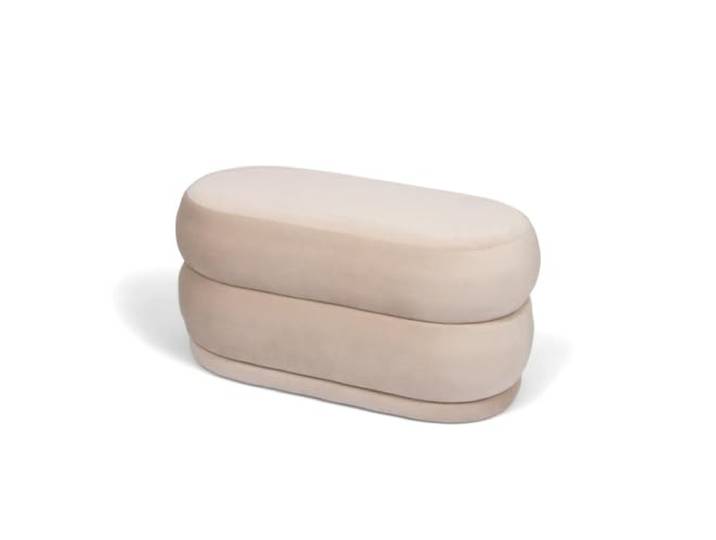 Milton & Oldbrook Sitzhocker aus Samt + Aufbewahrungsbox, Catania, Beige