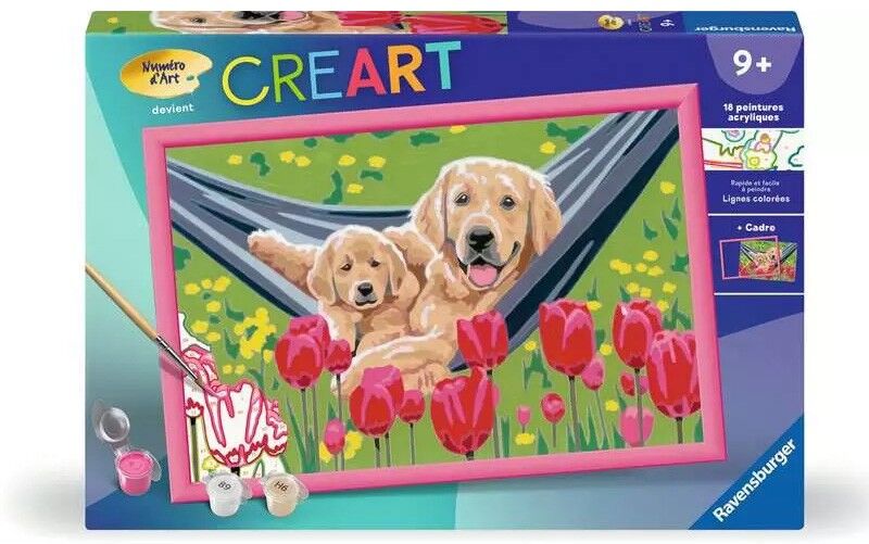 CreArt Kids 31x21cm : Labradors et tulipes - Ravensburger