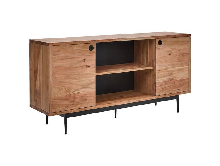 Livetastic Sideboard, Schwarz, Akazie, Metall, Akazie, massiv, 1 Fächer, 160x76x40 cm, stehend, Holzmöbel, Kleinmöbel Holz, Holzkommoden, Sideboards Holz