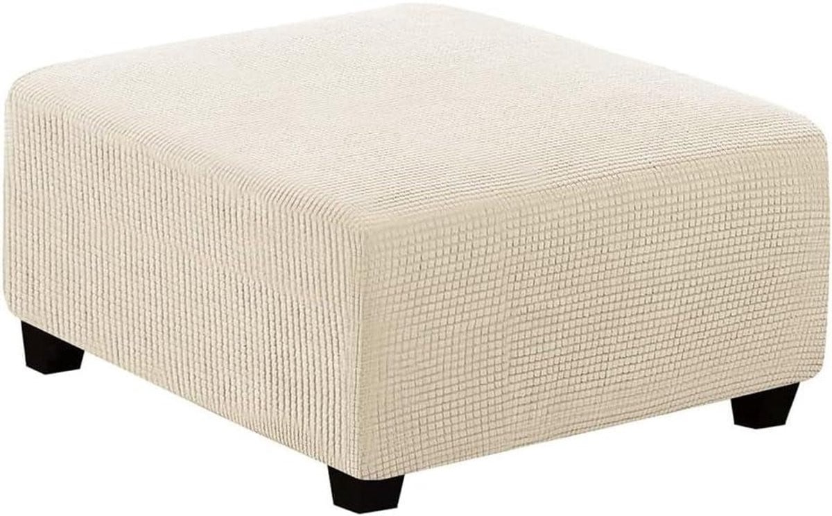 Grijs Ottomaanse Hoes - Stretchy Jacquard Poef Overtrek voor Woonkamer Decoratie - 43-55 cm