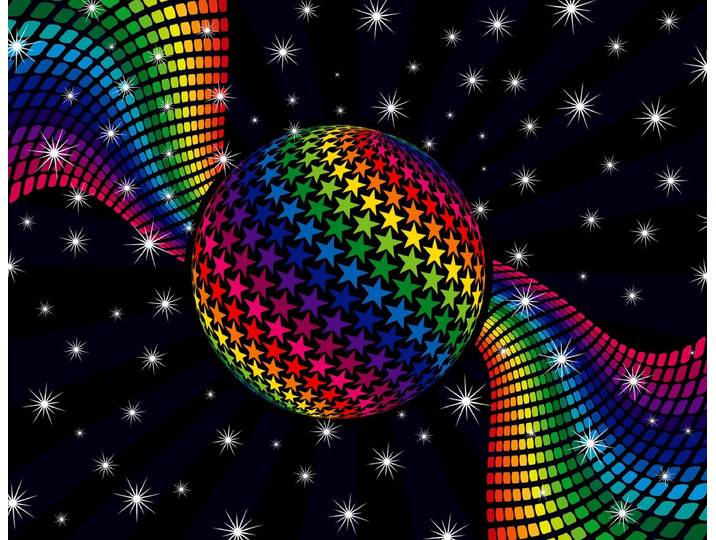 Fototapete PAPERMOON Rainbow Disco Dance , bunt, B:3,5m L:2,6m, Vlies, Tapeten, Fototapete