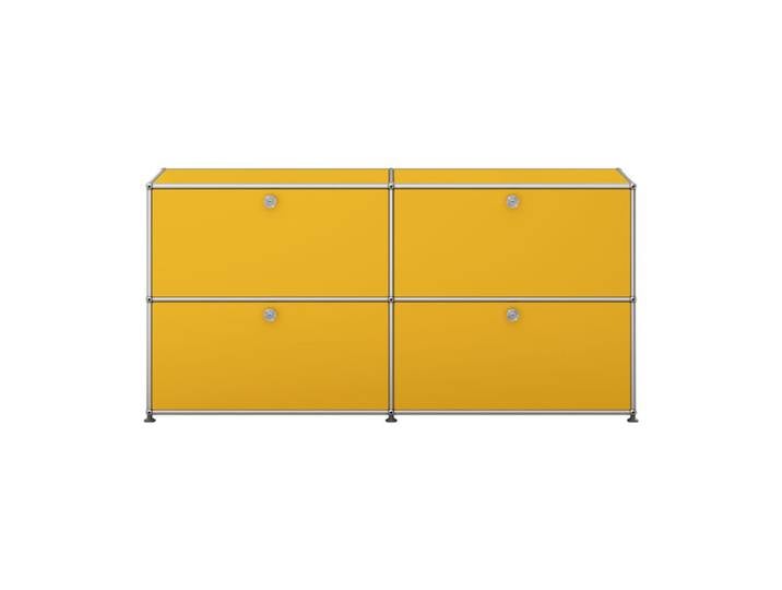 USM Haller Kommode 2-fach breit 4 Klapptüren gelb ohne Schloss goldgelb 153x74x38 cm