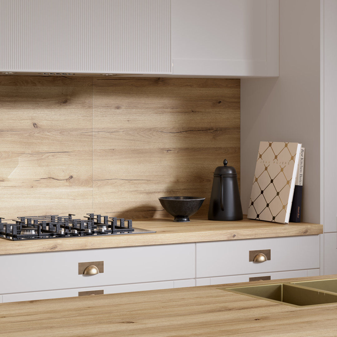 Wilsonart Ashdown Oak Square Edge Laminate Kitchen Splashback - 3000 x 600mm x 8mm Matt