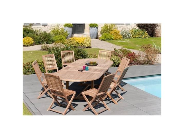 Table de jardin en bois teck extensible 200 - 300 x 120cm JARDITECK