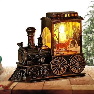 Useful Little Things Christmas Crystal Ball Ornament LED Lighted Train Santa Claus Snow Globe Home Party Holiday Decor f