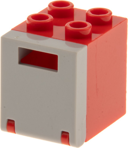 Lego Kast/Container Doos 2x2x2 Rood met Deur en Brievenbus Lichtgrijs 4346 4345