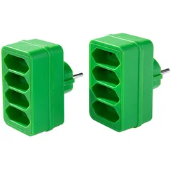 POWERTEC ELECTRIC 4-fach Steckdosenadapter - Grün, 2er-Set