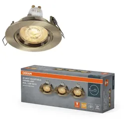 3er Set OSRAM GU10 LED Spot Set Recess Twistlock 2,6W 3er Set Grünes Messing 2700K IP20 Einbaustrahler - Einbaudurchmesser 75mm, Einbautiefe 100mm