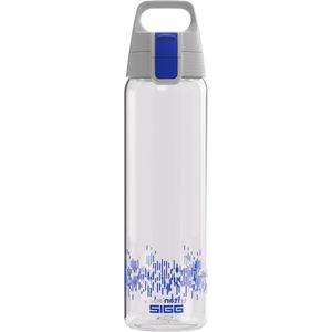 SIGG Trinkflasche Total Clear One MyPlanet kohlensäuregeeignet, aus Kunststoff, transparent / blau, mit Sieb, 750 ml