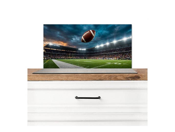 KitchenYeah Küchenrückwand Fußball - Ball - Stadion - Sport, (1-tlg), Küchen rückwand, Küchenwand Verkleidung, 90x60 cm