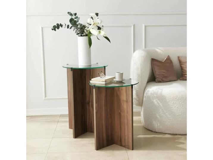 Dmora Couchtisch Enki 40x40x60h cm Braun, mit Zeitschriftenablage