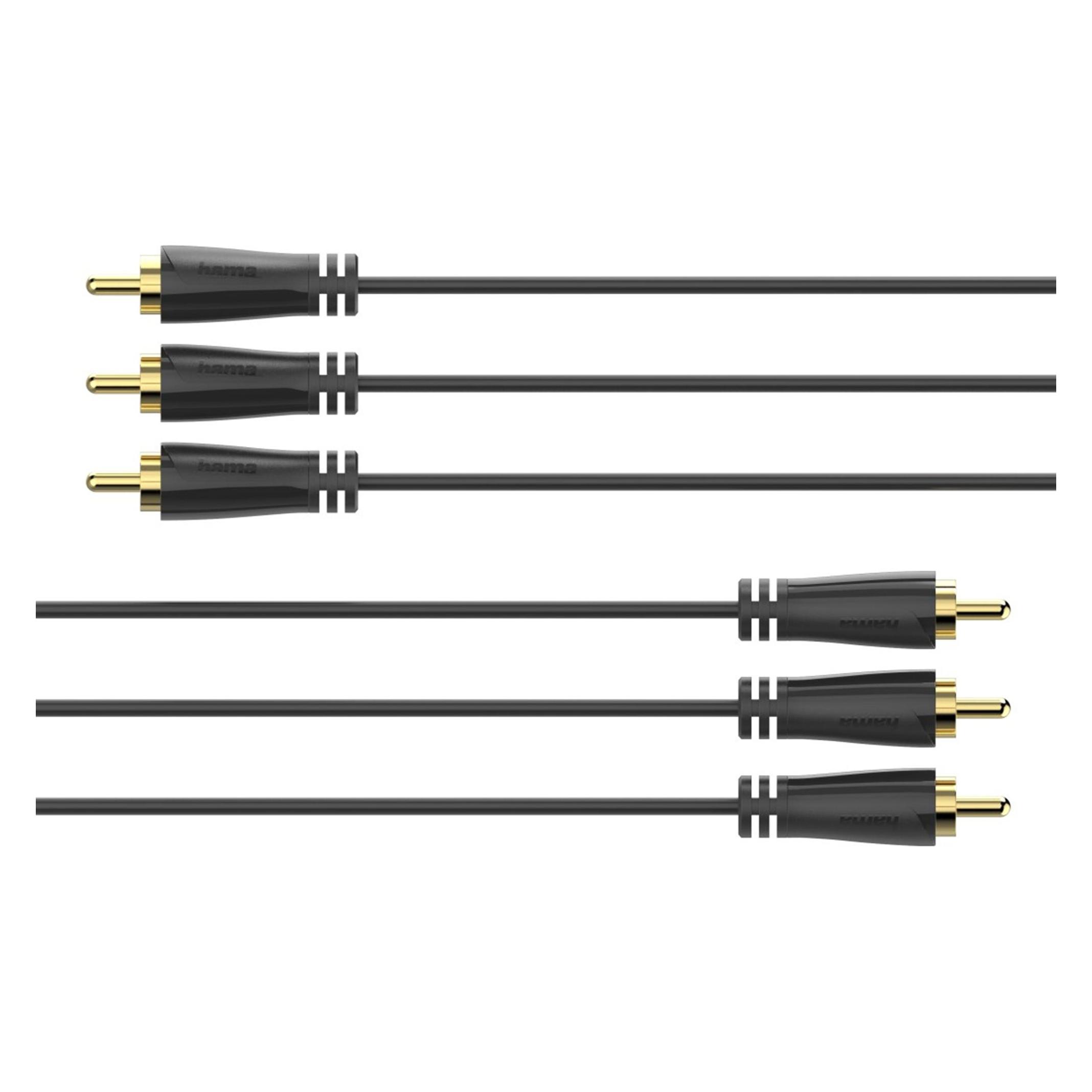 Hama Audio-/Video-Kabel, 3 Cinch-Stecker - 3 Cinch-Stecker, vergoldet, 1,5 m (1.50 m, Cinch Kabel) (00205150)