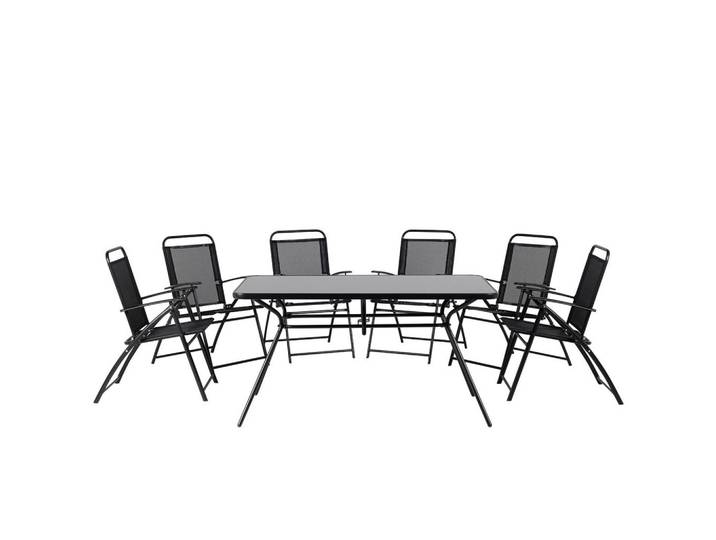 GARTENMÖBEL SET 6-Sitzer Stahl schwarz Livo