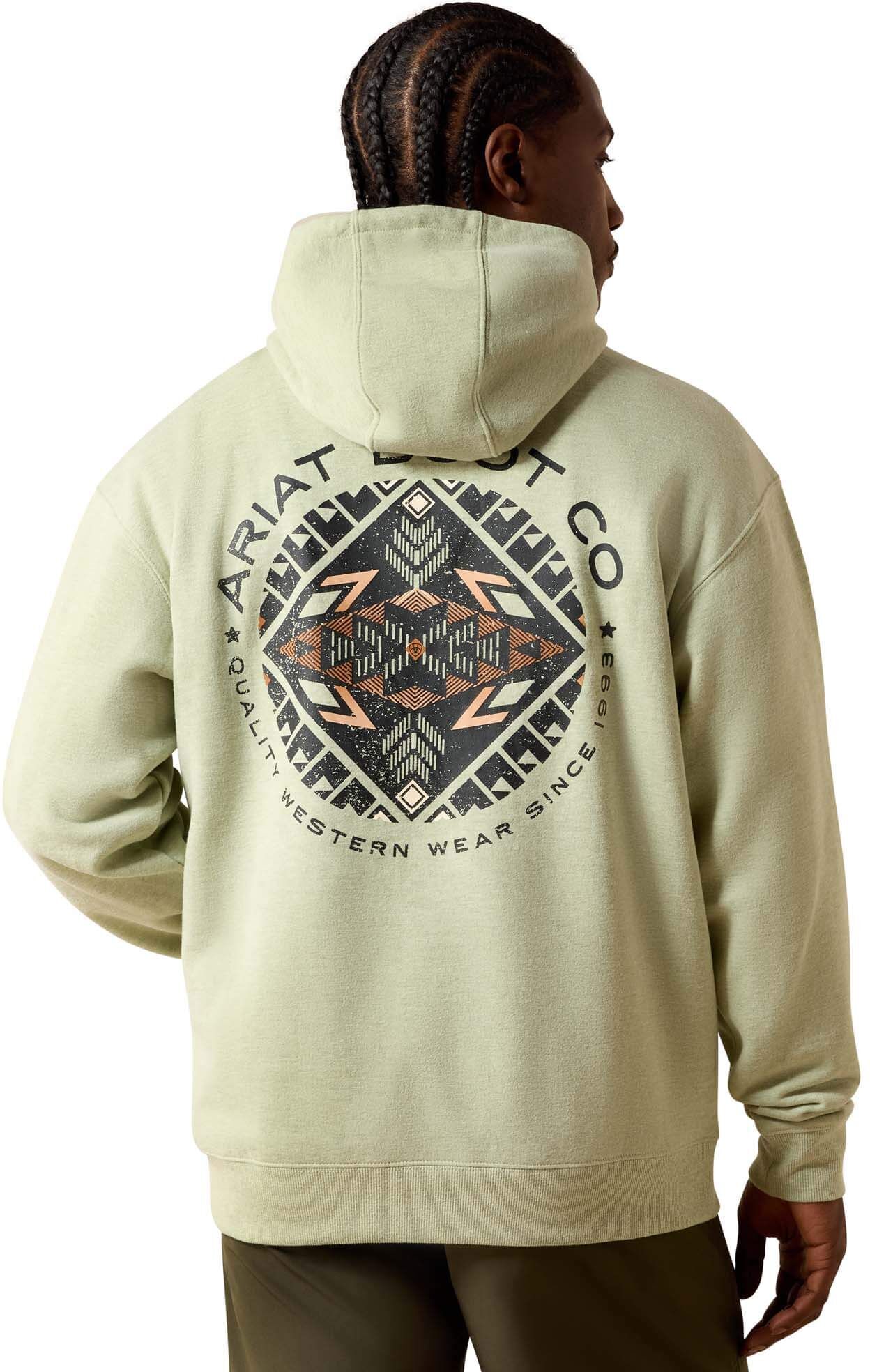 Men's Southwest Sunset Fade Seal Hoodie in Sage Heather, Size: Small by Ariat