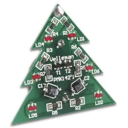 Whadda SMD Weihnachtsbaum Lötbausatz, 6 blinkende LEDs, Miniatur-Gadget, 3V Knopfzelle, 5mA