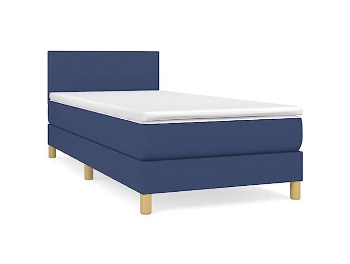 PUGYNBK Gepolstertes Bett, Blau, 100 x 200 cm, mit verstellbarem Kopfteil Taschenfederkernmatratze enthalten, mittlere Festigkeit, atmungsaktiver Bezug, ideal zum Lesen oder Fernsehen