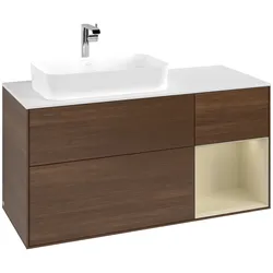 Villeroy & Boch Waschbeckenunterschrank Finion F28, Walnut Veneer, 1200x603x501 mm, mit Beleuchtung und SoftClosing