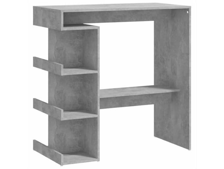 KDACVBMG Bartisch mit 3 Regalen, grau, Beton, Holz Bequemer Fußhocker, Flaschenaufbewahrung, kompakter Innenraum, einfache Pflege, Küche Esszimmer