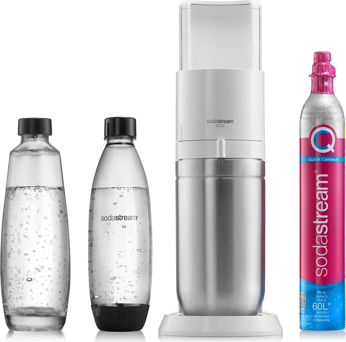 SodaStream waterbron Duo voordeelverpakking inclusief 2 flessen en Quick Connect gaspatroon, wit