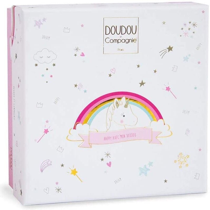 Doudou Licorne rose et blanc - Doudou et Compagnie