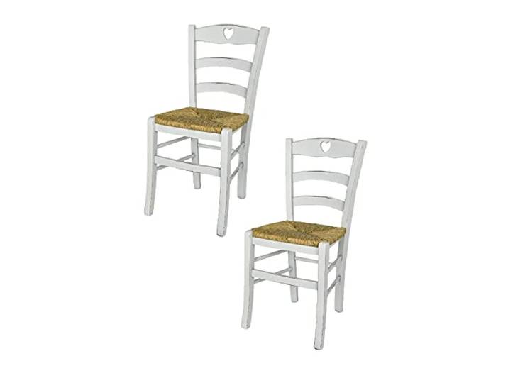 t m c s Tommychairs - 2er Set Stühle Cuore für Küche und Esszimmer, Robuste Struktur aus lackiertem Buchenholz im Shabby Chic Stil, handwerklich antik behandelt und Sitzfläche aus Stroh
