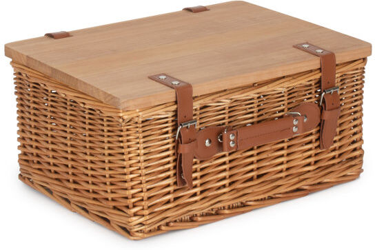 Lily Manor Wicker Gift or Storage Hamper Basket with Lid Double Steamed 19cm H x 41cm W x 30cm D