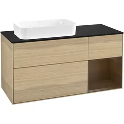 Villeroy & Boch Waschbeckenunterschrank Finion F28, Eckig Oak Veneer, 1200x603x501mm, mit Beleuchtung und SoftClosing
