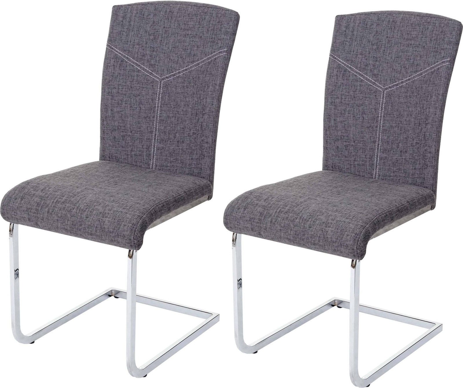Set van 2 Mendler eetkamerstoelen HWC-F36, grijs textiel