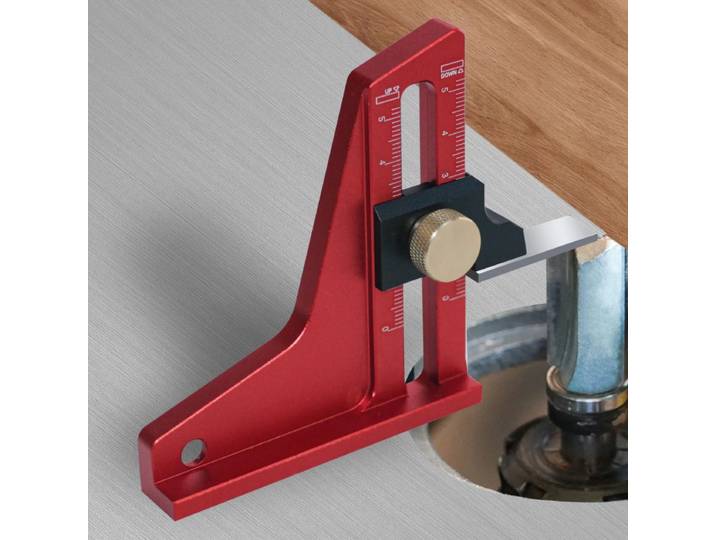 Jauge de hauteur, outil de mesure, configuration 0-50mm, jauge de profondeur de scie de table réglable-règle à double échelles en aluminium, hauteur pour le travail du bois