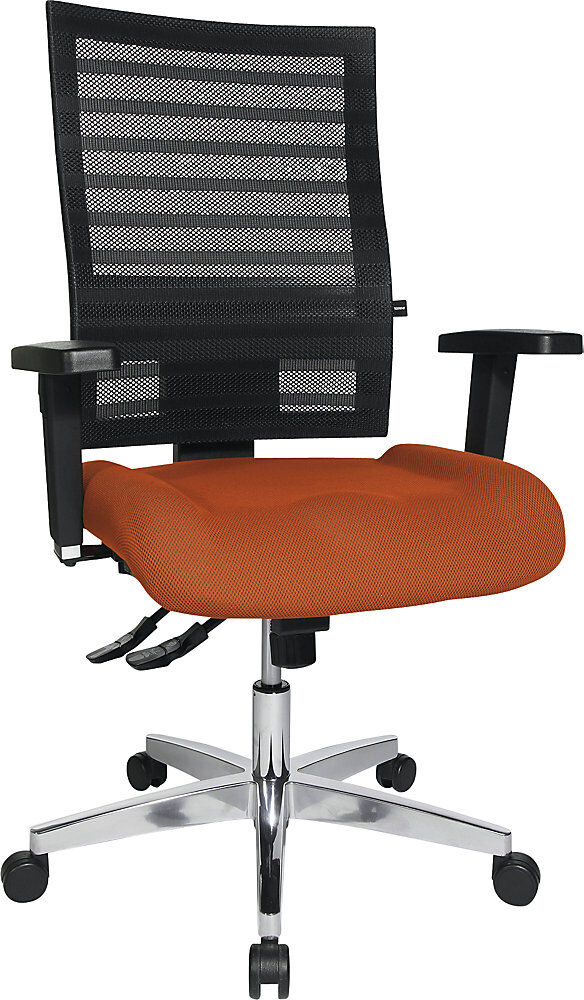 Operator-Drehstuhl, Gestell Aluminium, Polster-Rückenlehne, Bezug orange Topstar