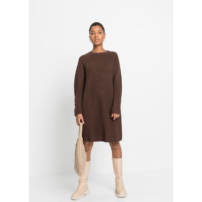 Strickkleid BONPRIX, Damen, Gr. 40/42 (M), N-Gr, Langarm, braun, Obermaterial: 100% Polyacryl, loose fit, Kleider Strickkleid, aus Polyacryl, lockere Passform, knielang, mit Rundhalsausschnitt