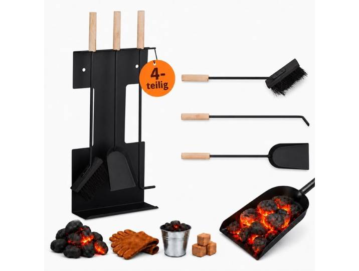 Relaxdays Kaminbesteck modern 4-teilig