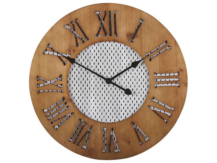 Beliani Wanduhr Tannenholz dunkler holzfarbton Cuilco, Dunkelbraun, Holz, Vintage, 60x60x3 cm, Dekoration, Uhren, Wanduhren