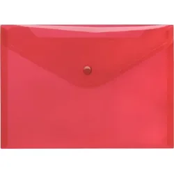 FolderSys Sichttasche A5 quer, rot trans- parent, mit Druckknopf,