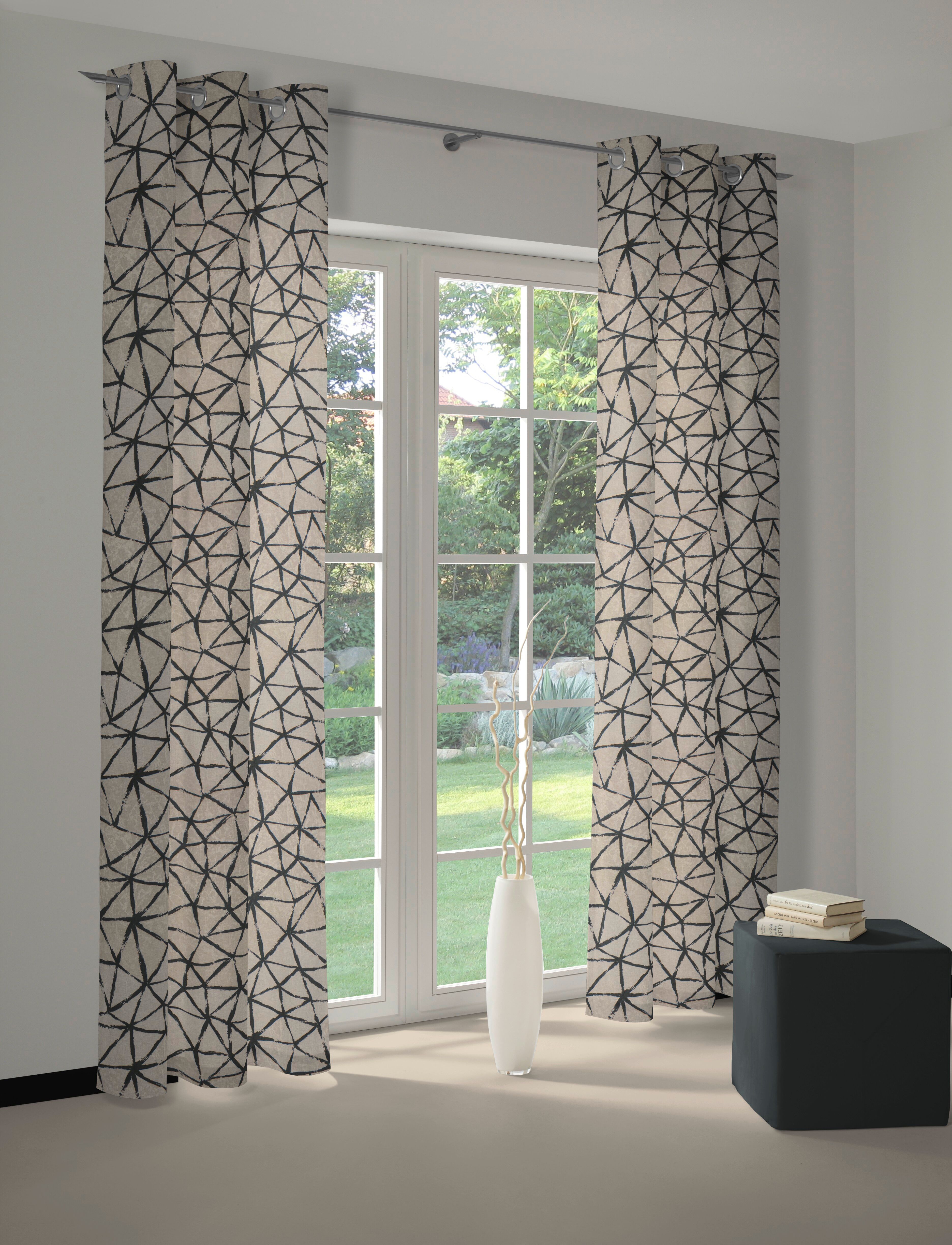 Vorhang WIRTH "Lisburn" Gr. 5, schwarz, B:132cm H:255cm, Polyester, Gardinen, Vorhang