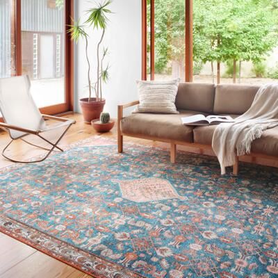 Alexander Home Isabelle Boho Vintage Botanical Printed Area Rug