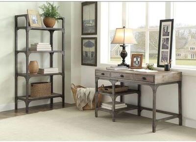 Acme Furniture Gorden Weathered Oak and Antique Silver Desk