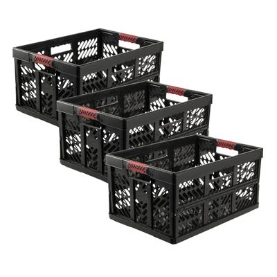 Klappbox KEEEPER "ben, 3er Set", graphite, B:37cm H:54cm T:16,5cm, Kunststoff, Einkaufskörbe, Profi-Klappbox mit Softgriffen