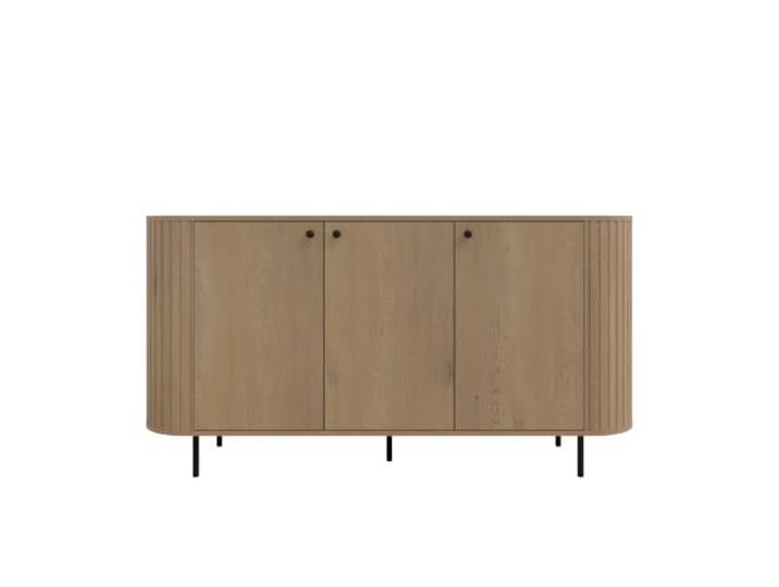 Margaret Hadas24 Olivia Kommode 165 cm Eiche Cremona Moderne Sideboard Kommode mit 3 Türen und geriffeltem Design
