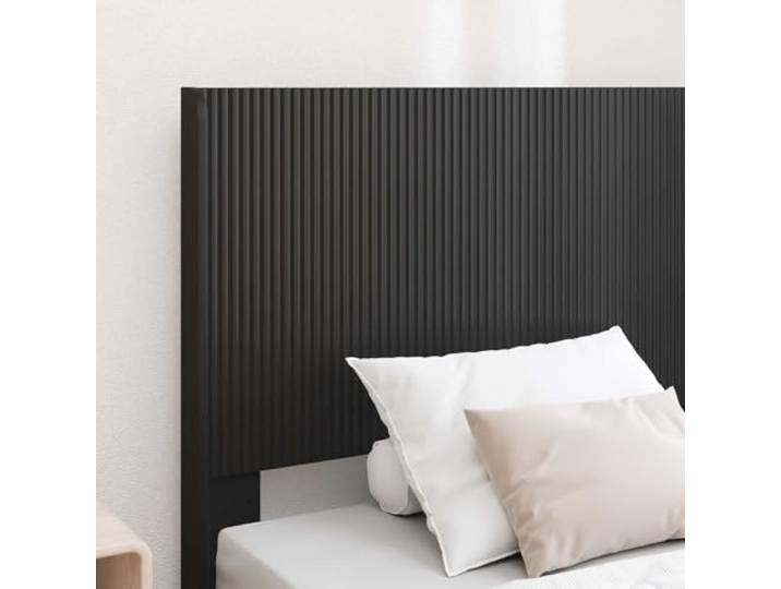 KTHLBRH Bettgestell mit Stauraum und Kopfteil, Schwarz, 75 x 190 cm Technisches Holz, integrierter Behälter, Verwendung im Innenbereich, Montage erforderlich