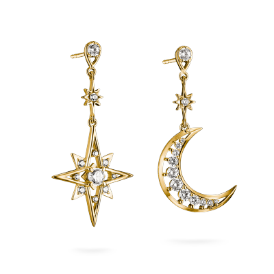 Paar Ohrhänger THOMAS SABO "Midnight Sky Ohrringe gelbgoldfarben", gold (gelbgoldfarben, weiß, weiß), Ohrringe, Damen, Metall, mit Zirkonia (synth.)