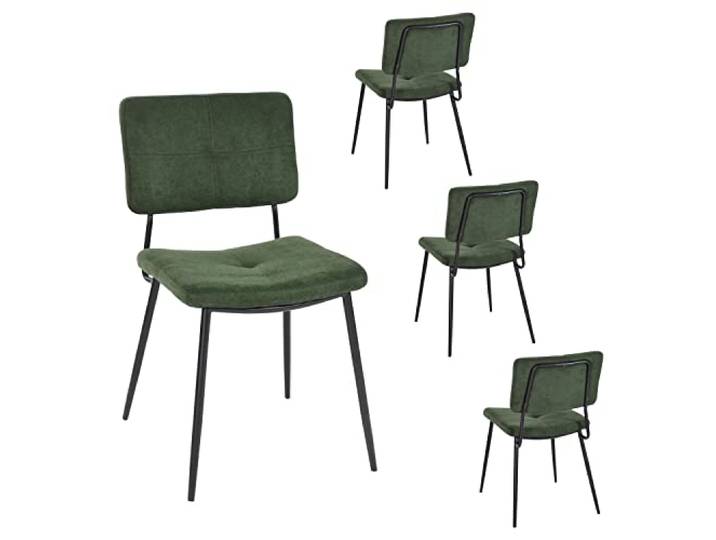 MEUBLE Cosy Esszimmerstühle 4er Set Küchenstühle Ergonomisch Wohnzimmerstuhl Polsterstuhl mit Rückenlehne Sitzfläche aus Stoff Metallbeine, Retro, Grün