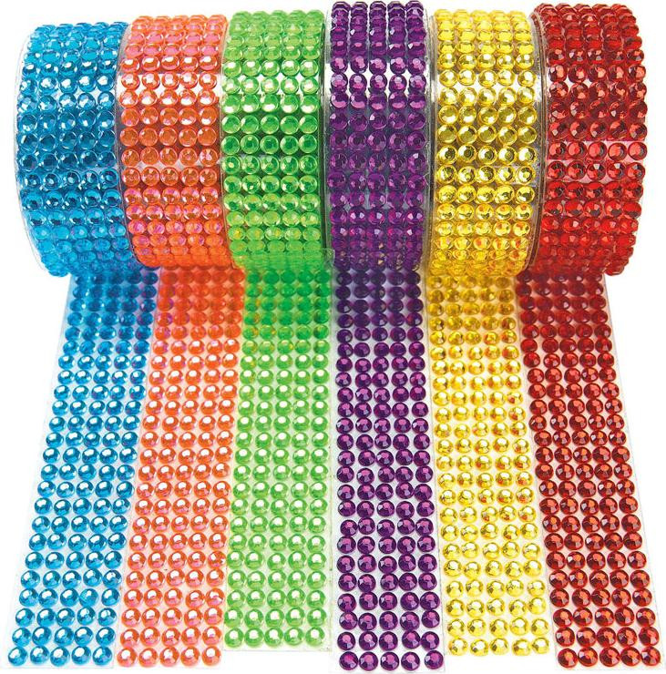 Colorations Creatieband set met edelstenen, kunststof, 6 kleuren