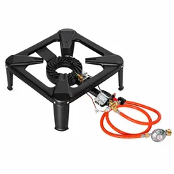 Hockerkocher Gaskocher Gasbrenner Camping Wok 6,5kW 4-Fuß H1 + Schlauch + Regler
