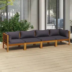 vidaXL 4-Sitzer-Gartensofa mit Kissen Massivholz Akazie