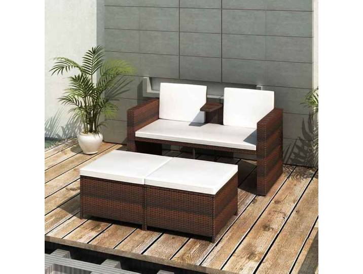 Neuf& 8016 Brun Mobilier de patio arrière-cour - - CHIC Salon de jardin - 4 pcs - avec coussins Résine tressée Marron25 kg