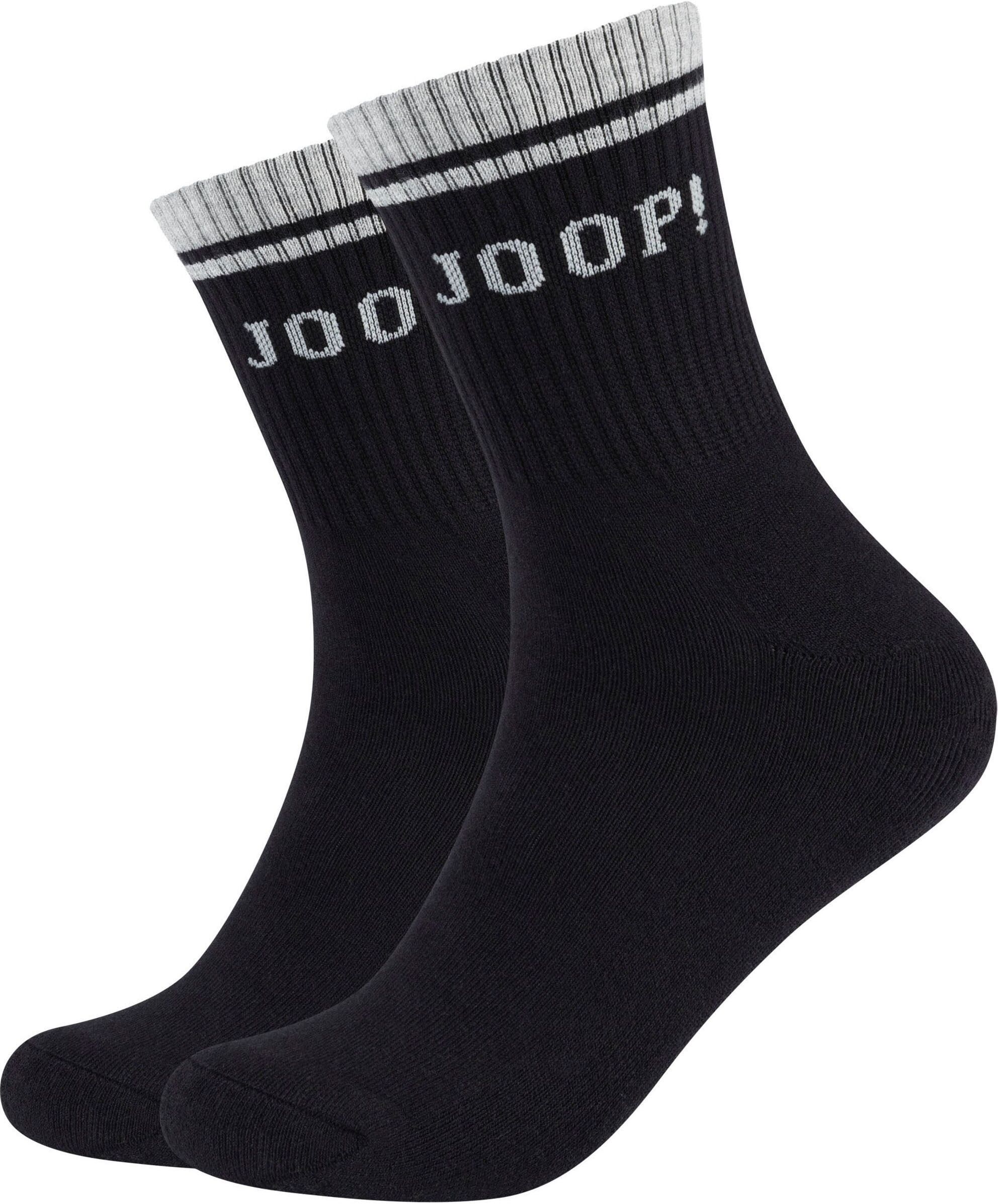 Joop! Tennissocken JOOP "premium casual", Damen, Gr. 35-38, grau (weiß, grau), Materialmix, gestreift, normal, Socken Tennissocken, mit verstärkter Ferse und Zehen weiß, grau 35-38