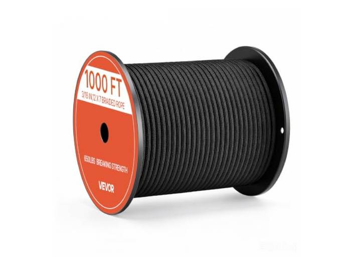 VEVOR Paracorde en Nylon 4\,7 mm x 305 m\, Corde Tressée à 7 Brins Type 550 Corde Polyvalente pour Camping\, Randonnée\, Extérieur\, Maison\, Bricolage et Bracelets\, Résistance à la Rupture 295 kg\, Noir