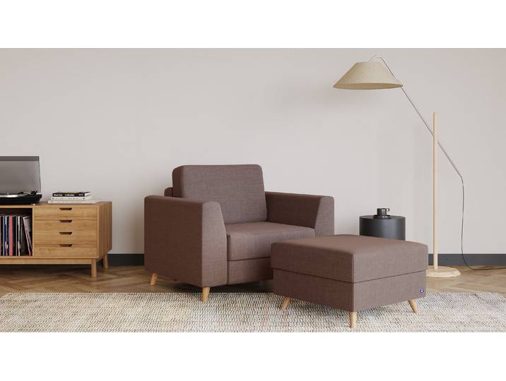 BRUNO Schlafsessel 70cm in Braun praktische Größe stabiles Massivholz & Boxspringkomfort